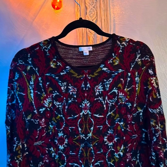 ⭐️J.Jill Sweater Tunic, Jacquard Burgundy & Black, Sz.M, Easy Classy Elegance! 🤩 - Picture 4 of 13